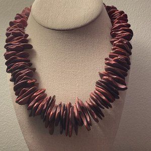 Artisan made, teak type wood chip Hawaiian necklace.